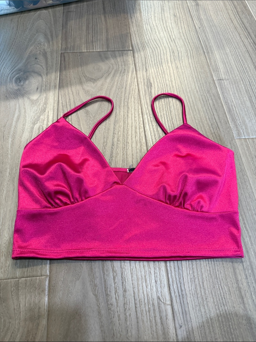 Hot Pink Satin Bralette with Adjustable Straps